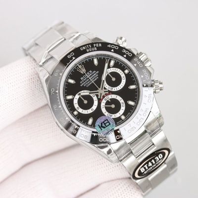 Better Factory ROLEX Daytona Black Ceramic Bezel 904L Steel 4130 Automatic Movement 40MM Black Watch